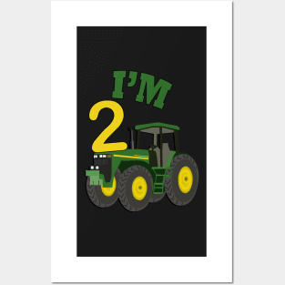 Birthday 2 Year Old Gift Cute Farm Theme Tractor Two Yr Old Cards & Gifts Posters and Art